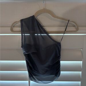 Zara Blue One-Shoulder Asymmetrical Top